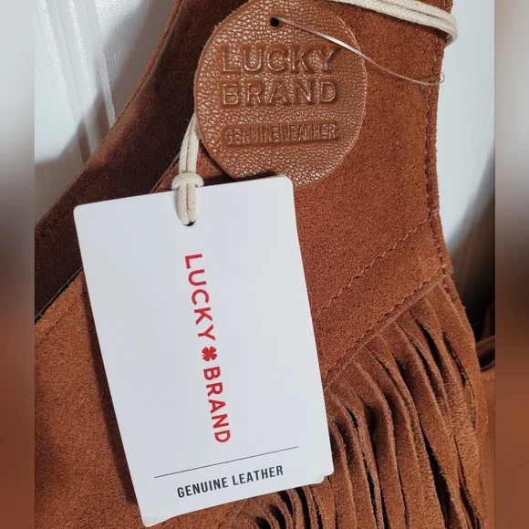 Lucky Brand Nyra Brown Fringe Suede Tote Bag NWT - Picture 4 of 9